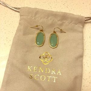Kendra Scott Lee Gold Drop Earrings in Sea Green